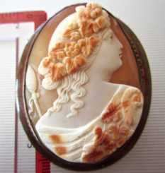 Victorian 3 colors Carnelian shell cameo image of Bacchante Huge Museum Quality Gold or Gold plated brooch.