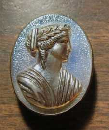 Victorian Antique molded glass cameo circa 1860 Yellow Gold/Gold plated pendant. Need bail