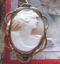 Victorian/Georgian Antique Classic shell carved profile Pinchbeck British/Russian Brooch circa 1890-1915