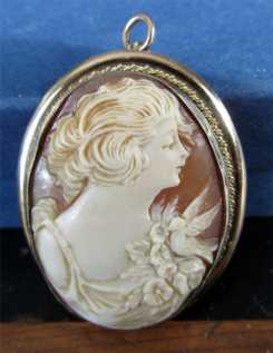 Antique Art Deco Shell Cameo Brooch & Pendent Beautifully Carved Gold or Gold Plated