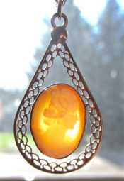 Vintage 12K GF Pendant Hand carved cameo Circa 1930 Marked GF 20” Chain
