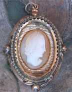 Antique Edwardian Shell Cameo with natural seed pearls In the Gold Filled Double Locket Pendant