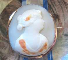 Huge Early Victorian Coral circa 1850 female portrait Unmarked Gold/Gold filled(?) brooch.