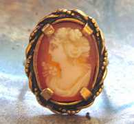 Well hand carved shell from 1910th - 1920th. 10K Marked Gold filled ring. Ring size - 6