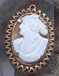 Hand carved Goddess of Soul Psyche, from the 1920-1935 In the newer filigree Gold filled/Goldish pendant