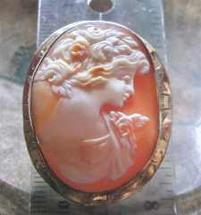 3 colored Great carving shell signed by the Artist Circa 1950-1965 the Gold filled brooch.