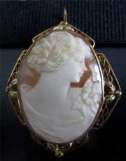 Beautiful Hand carved Cameo Brooch & Pendant 12K Gold Filled (marked). 1930-thies