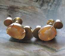 Hand carved carnelian shell Unique design clips earrings. Gold/Gold filled bezel circa 1930th -1940th