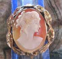 Quality Carnelian shell- Well carved profile circa 1930 Gold plated silver Brooch/Pendant from UK.