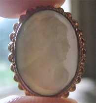 Hand carved stone between 1935-1950 shells Clips/Earrings Marked 12K Gold Filled. Signed by the Artist