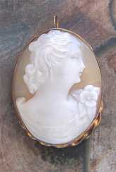 Well hand carved light Sardonyx shell circa 1935-1955. Marked 12K Gold Filled Pendant easy turn to brooch.