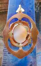 Hand carved Ceres - Sardonyx shell 1890th-1910th. Copper/Gold Plated(?) decorated pendant.