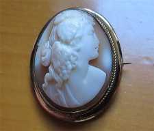 Superiorly hand carved Bacchante 1910th - 1930th. Multicolored shell set in Gold/Gold Filled brooch.