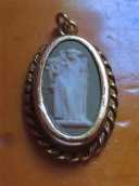 Wedgwood original - Tiny Muse 1930th-1960th Post Edwardian UK Marked Rainbow Gold Plated pendant.
