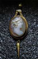 Great hand carved UK Collection 1830th-1860th Bacchante Unmarked GP or pinchbeck earing or pendant.
