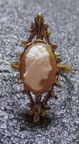 Greatly hand carved shell - God of Trade Mercury circa 1940th Unmarked Gold(?)/Gold filled ring. Ring size - 6.5