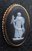 Greatly created Wedgewood piace Art from UK Hallmarked Gold Filled Huge Brooch.