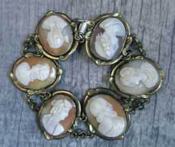 Museum Antique Classics circa 1850th - quality carved 6 shells Pinchbeck or GP 7-1/4”long fixed by jeweler Bracelet