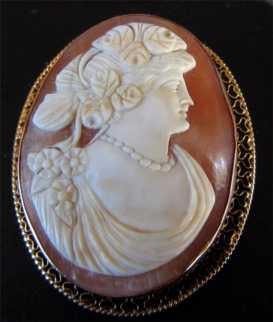 10K Gold 1890-1910 Signed Shell Cameo