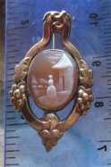 Rebecca at the wail - hand carved shell circa 1870 Unmarked/Tested 9K(-) Gold decorative brooch.