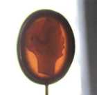 Tested 14K Yellow Gold Victorian/Edwardian pin, Carved Agate stone profile circa 1890 - 1910.