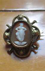 Napoleon epoch shell - "Dancer" A. Kanova Unmarked/Tested 18K+ Gold brooch