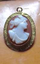 Early XX century Edwardian Psyche Goddess Marked/tested 10K+ Gold brooch/pendant.