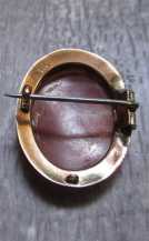 Hand carved Victorian Classic circa 1890th Sardonyx shell. Hallmarked/tested 9K+ Red Gold Brooch/Pendant.