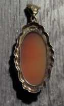 Hand carved/signed Psyche Goddess of Soul shell circa 1910th. Hallmarked/tested 10K+ Yellow Gold Edwardian Pendant.