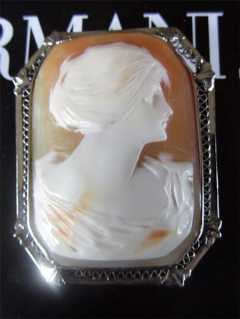Estate 18K marked White Gold Art Deco circa 1925 Museum Quality Filigree Cameo Brooch/Pendant