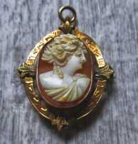 The Best Quality hand carved shell - Antique circa 1910th-1920th Hallmarked 10K Yellow Gold Decorative Brooch/Pendant