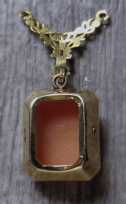 Tiny well hand carved/signed shell girl circa 1920th - 1930th Unmarked 10K - 14K Yellow Gold Post Edwardian Pendant.