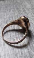Ring Size 7-3/4 Hallmarked Decorative 14K Yellow Gold/tested by machine) Hand carved Granite Stone circa 1890-1910 Victorian gladiator