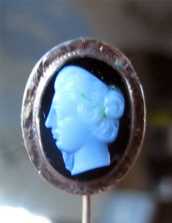 Unmarked 14K Yellow Gold stick pin Black Agate Beauty from 1890th