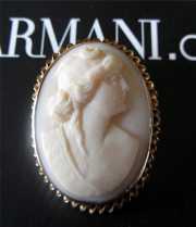 Diana Huntress Masterpiece Coral Cameo Brooch/Pendant Victorian 10K marked Yellow Gold