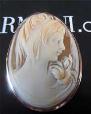 Beautiful Vintage 14K Yellow Gold Carved Carnelian Shell Cameo Brooch/Pendant