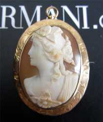 Museum Quality Carnelian Shell deep relief Cameo Unmarked Yellow Gold Birmingham hallmarked “J” 1858