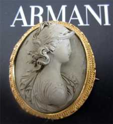 Victorian unmarked 18K Gold Pendant Cameo Nicely carved lava. Circa 1860