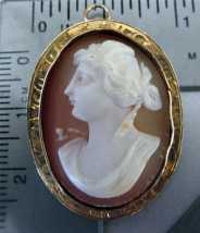 Victorian Beauty Cameo Brooch/Pendant Marked 10K Yellow Gold. Circa 1890