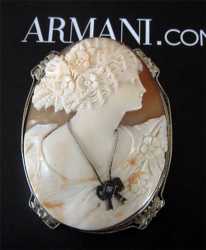 HUGE Museum Quality 14K White Gold Art Deco Brooch/Pendant with the Beautiful Diamond. Filigree Bezel Pendant Cameo circa 1925.