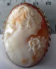 Museum Quality Carnelian Shell Cameo Brooch/Pendant 10K(marked) Gold Bezel 10.8 gram