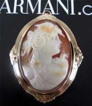Victorian Cameo Brooch/Pendant circa 1890 Marked 10K Yellow Gold Bezel. Signed by Author