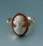 Ring Size 6.5 10K Rose Gold( (marked) Superior Carved Carnelian Shell Portrait