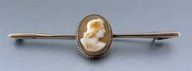 Marked, but hard to read (tested) 14K (or more) Gold Light sardonyx Shell Cameo Brooch Circa 1890