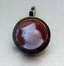From 1870’s Amazingly small (5 mm.) 10K Red Gold or higher (unmarked but tested) Carved Red Agate stone warrior image