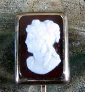 At least 10K Rose Gold (unmarked but tested) Pin Nicely Carved Red Agate Stone circa 1880