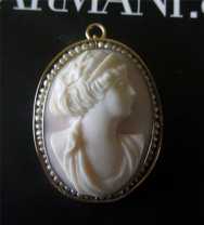 Antique Estate Edwardian Circa 1915 marked 10K Gold Rose Coral Cameo Brooch & Pendant With Pearls