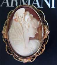 Super Quality Spanish dancer image from 1930th 10K (marked) Gold Pendant/Brooch Bezel.