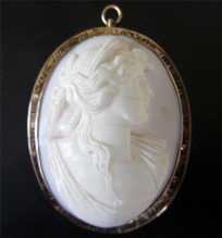 Antique Victorian or Edwardian pendant brooch Coral Shell 10K Gold or higher