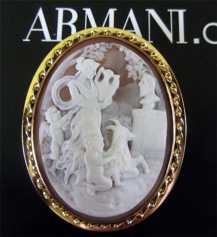 High Quality Solid tested 9K (or higher) Gold High Relief Cameo Mythology Cupid & Venus sacrifice Pendant/Brooch